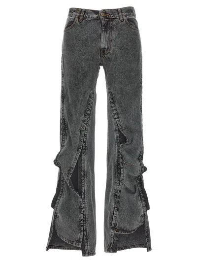Y/PROJECT BLACK HOOK AND EYE JEANS
