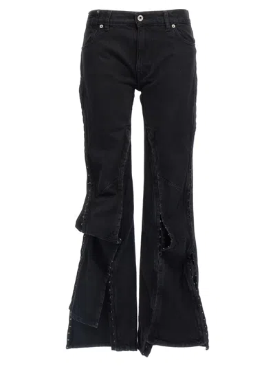Y/PROJECT BLACK HOOK AND EYE JEANS