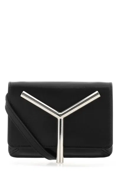 Y/project Black Leather Mini Crossbody Bag In Blacksilver