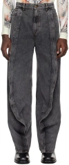Y/PROJECT BLACK PANEL JEANS