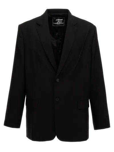 Y/PROJECT BLACK PINCHED LOGO BLAZER