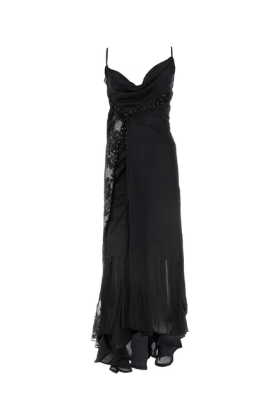 Y/PROJECT BLACK SATIN DRESS