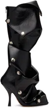Y/project Snap Leather Boots In Crackeled Black