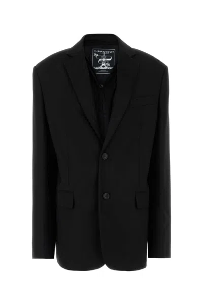 Y/PROJECT BLACK STRETCH JERSEY OVERSIZE BLAZER