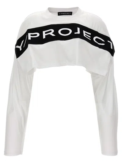 Y/PROJECT BLACKWHITE LOGO CROPPED T-SHIRT