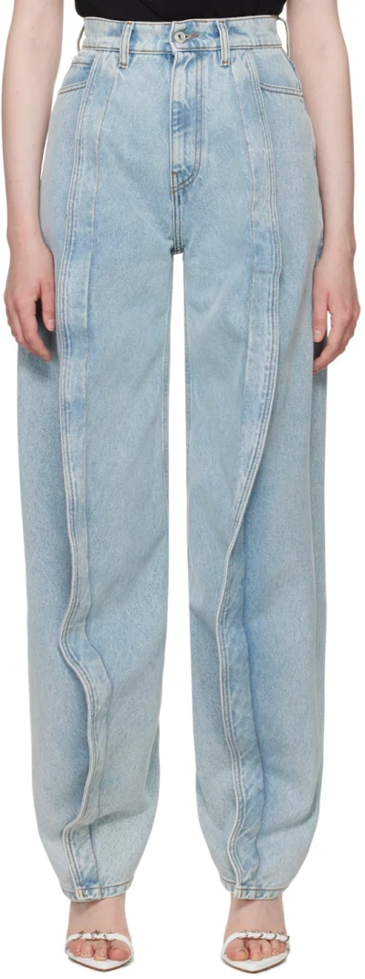 Y/project Blue Banana Jeans In Ice Blue