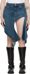 Y/project Denim Mini Skirt With Cut Out Details In Vintage Blue