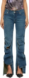 Y/PROJECT BLUE HOOK AND EYE SLIM JEANS