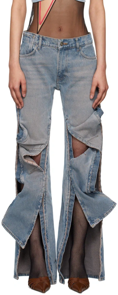 Y/project Blue Hook-eye Jeans In Vintage Pink