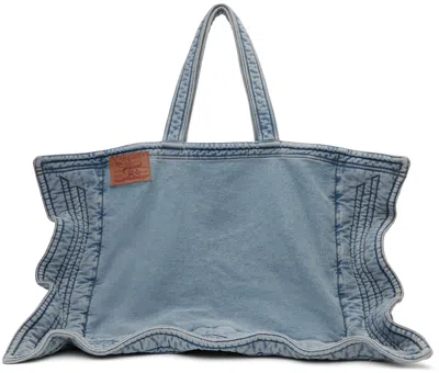 Y/project Blue Maxi Wire Cabas Denim Tote In O_zone Ice Blue