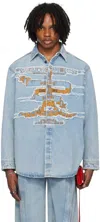 Y/project Light Blue Cotton Denim Jacket In Evergreen Ice Blue