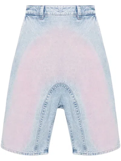 Y/project Souffle Denim Shorts In Blau