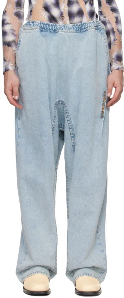 Y/project Blue Souffle Jeans In Ice Blue