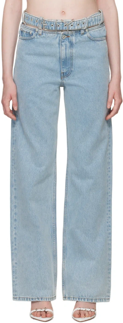Y/project Blue Y Belt Jeans In Ice Blue