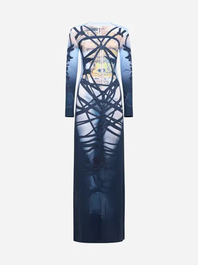 Y/PROJECT BONDAGE PRINT JERSEY MAXI DRESS