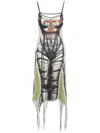 Y/project Multicolor Bondage Print Midi Dress In Grey