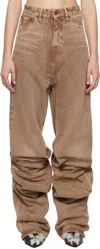 Y/PROJECT BROWN DRAPED CUFF JEANS