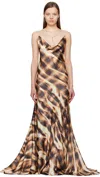 Y/PROJECT BROWN INVISIBLE STRAP MAXI DRESS