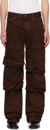 Y/PROJECT BROWN MULTI CUFF JEANS