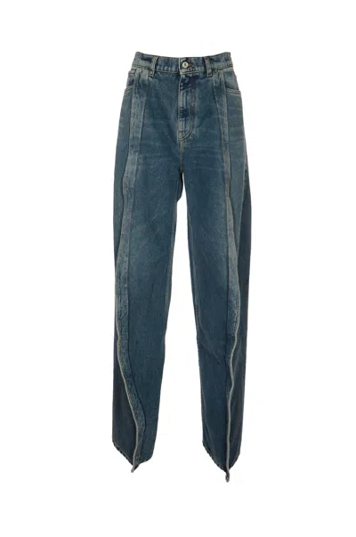 Y/project Buttoned Jeans In Evergreen Vintage Blue