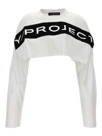 Y/PROJECT LOGO CROPPED T-SHIRT