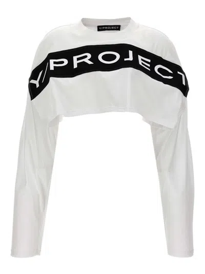 Y/project Logo Cropped T-shirt In White