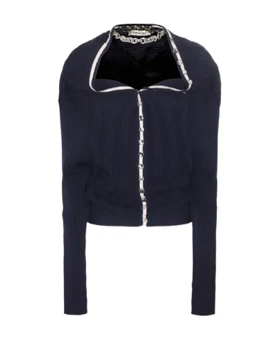 Y/project Chain-necklace Ruffled Cardigan In Black