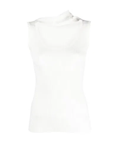 Y/project Classic Triple Collar Knit Tank Top In White