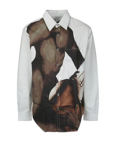 Y/project Collage-print Cotton Shirt In Black