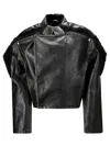 Y/project Brown Collapsed Shoulder Faux-leather Jacket In Dark Brown/black
