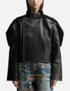 Y/project Brown Collapsed Shoulder Faux-leather Jacket In Multicolor