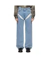 Y/project Denim Cutout High Rise Wide Jeans In Blue