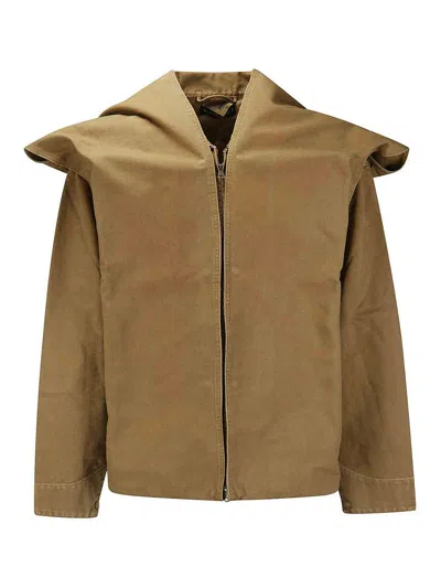 Y/project Snap Off Panel Hood Cargo Jacket In Beige