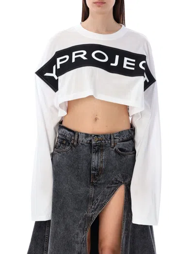 Y/project Cotton Logo Band Crop Top In Optic White For Women By Ss24 And/project