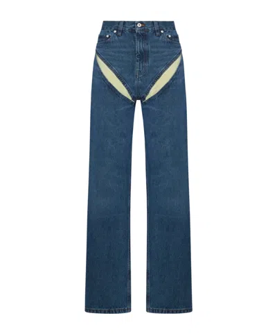 Y/project Cut-out Detail Jeans In Blue