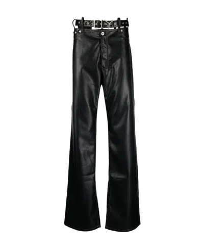 Y/project Cut-out Faux Leather Trousers In Black