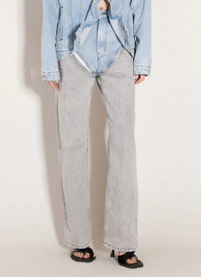 Y/project Cut-out Jeans In Grey