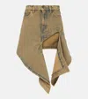 Y/project Belt-loop Denim Skirt In Beige