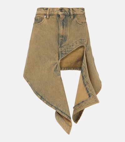 Y/project Belt-loop Denim Skirt In Green