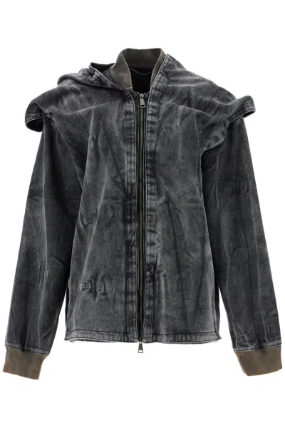 Y/project Men's Blue Jacket With Velcro Closure In Black