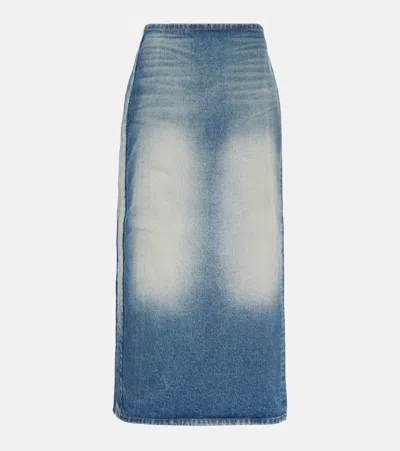 Y/project Denim Maxi Skirt In Blue