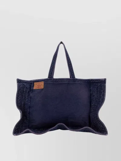 Y/project Denim Tote Bag Contrast Stitching In Purple
