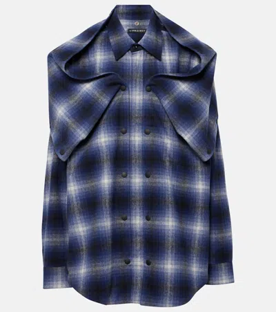 Y/project Detachable Cotton Flannel Overshirt In Blue