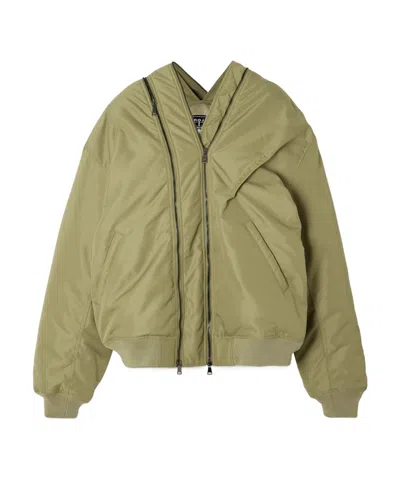 Y/project Double-zip Asymmetric Bomber Jacket In Green