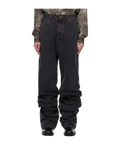 Y/project Draped Cuff Five-bag Jeans In Black