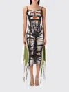 Y/project Bondage Print Dress Sheer Panels In Green