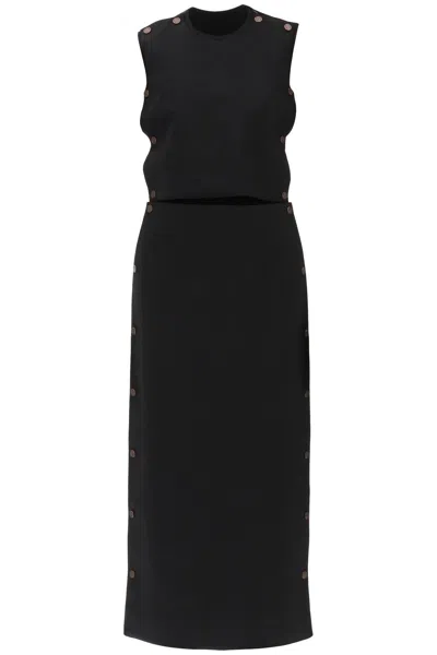 Y/PROJECT DUAL MATERIAL MAXI DRESS WITH SNAP PANELS