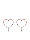 Y/project Two-toned Heart-shape Drop Earrings In Red And Silver