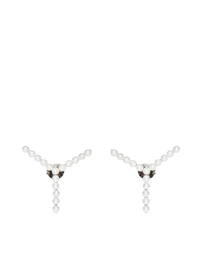 Y/project Earrings In Silver White Pearls