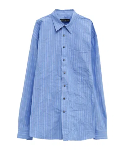 Y/project Embroidered-logo Cotton Shirt In Blue